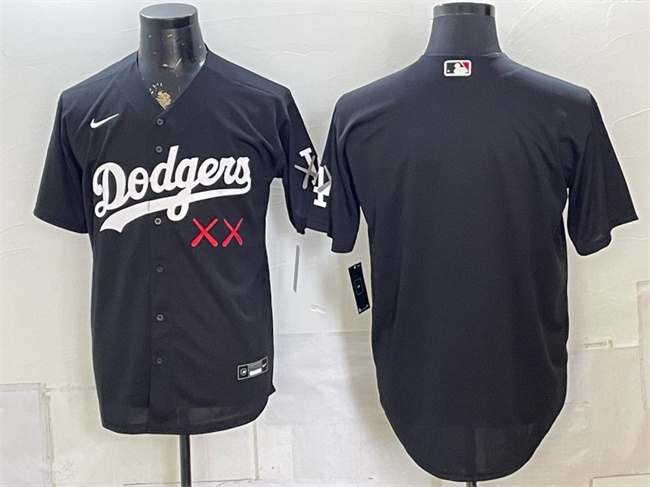 Men's Los Angeles Dodgers x KAWS Black Vapor Premier Limited Stitched Baseball Jersey